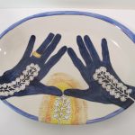 Blue Plant Hands Platter Emily Sabino Pottery