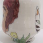 Emily Sabino painted pottery cat man