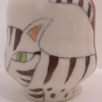 Emily Sabino painted pottery cat man