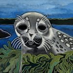 Seal and Seaweed. Acrylic on Panel. 12" x 12"