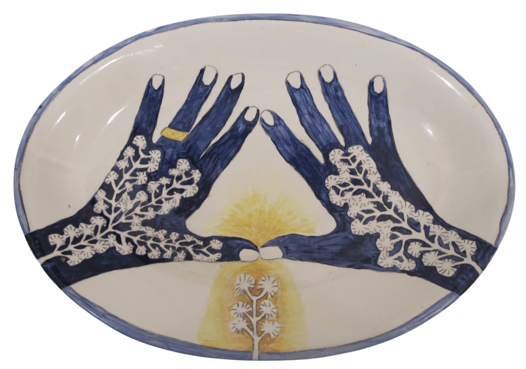 Blue Planting Hands Painted Pottery Emily Sabino