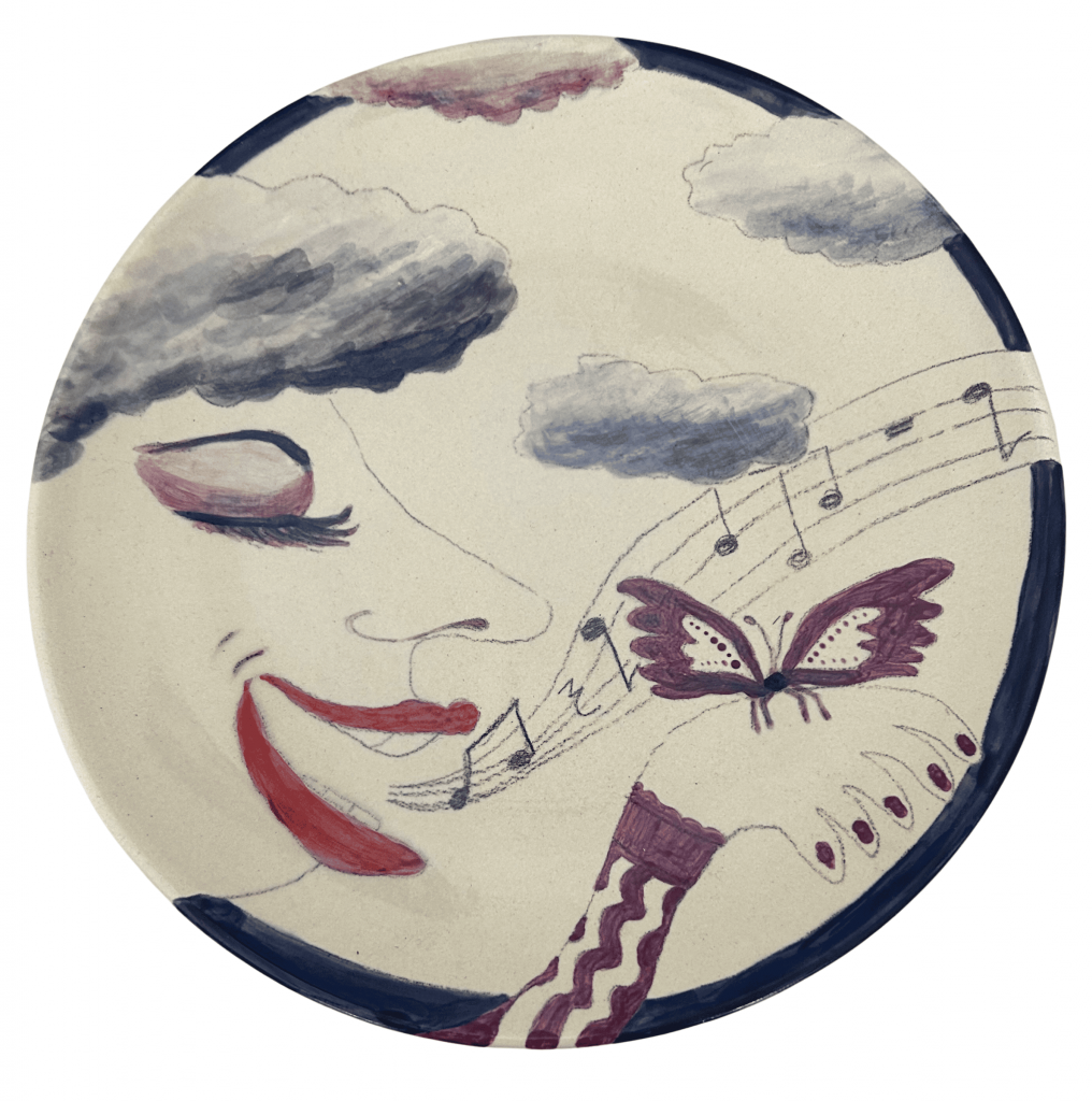 Opera Lady with Cloud Hair and Purple Sleeve